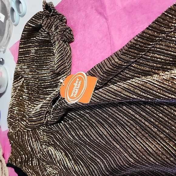 WONDER NATION  GIRLS METALLIC BABYDOLL DRESS 👗 - Picture 3 of 9